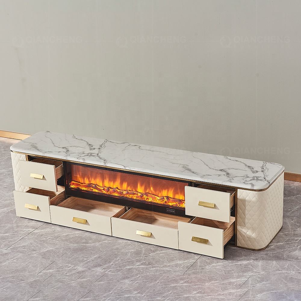 Modern Electric Fireplace TV Stand Cabinet Stylish Design with Convenient Drawers