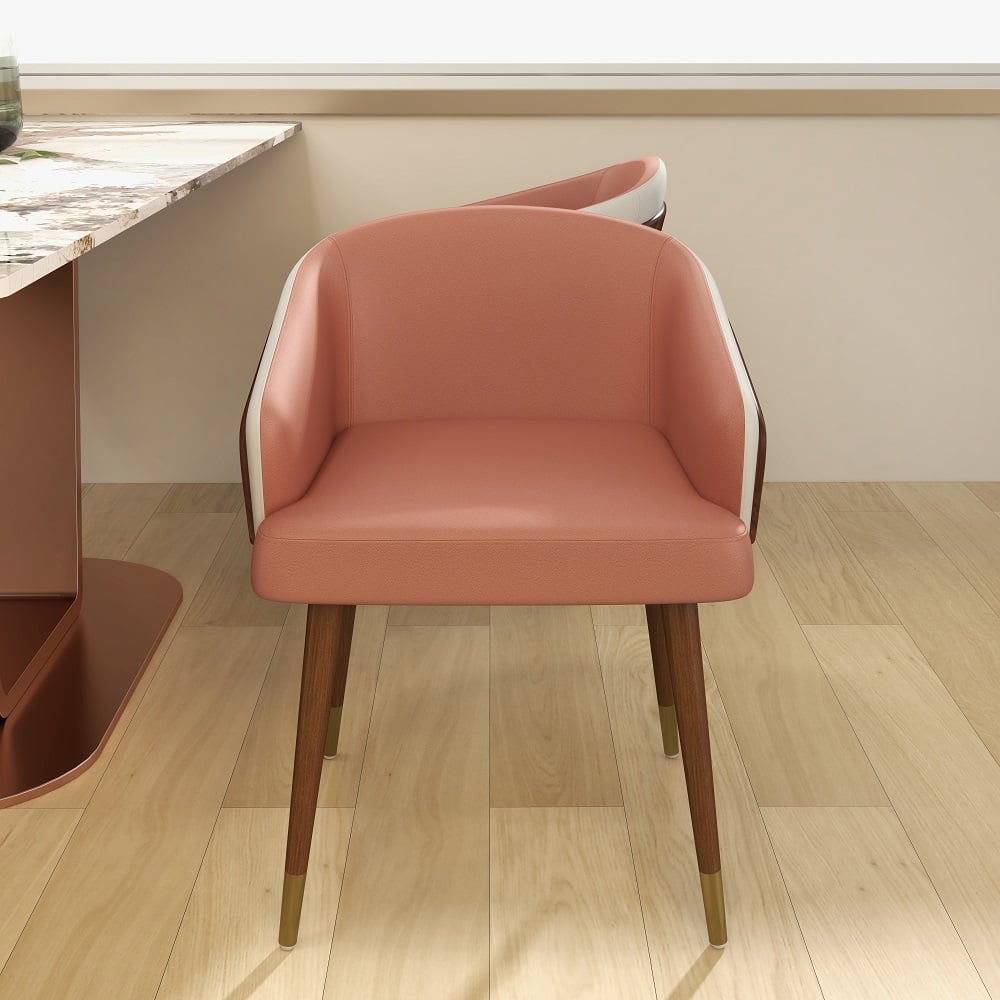 Mid-Century Modern Dining Chair Single Arm Chair Upholstered Leath-Aire