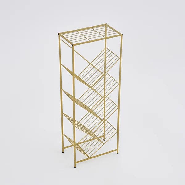 Bibliothèque rectangulaire Mid-Century en métal doré avec étagères