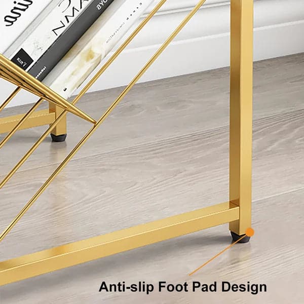 Bibliothèque rectangulaire Mid-Century en métal doré avec étagères