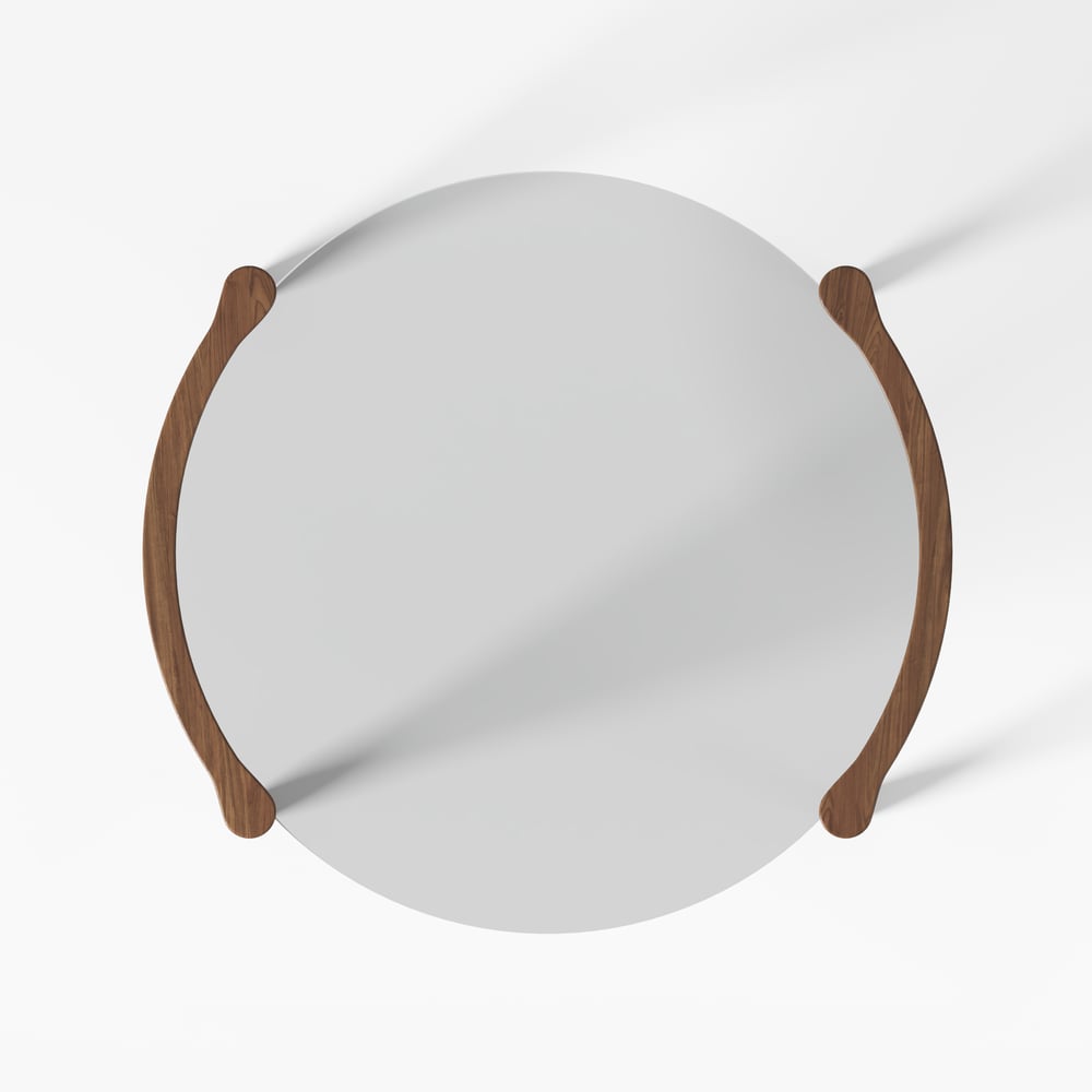 Mid Century Modern Glass Round Coffee Table with Wood Legs