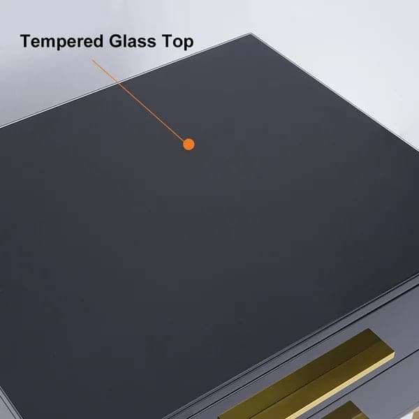 Modern Black Nightstand Glossy 2-Drawer Bedside Cabinet High Legs