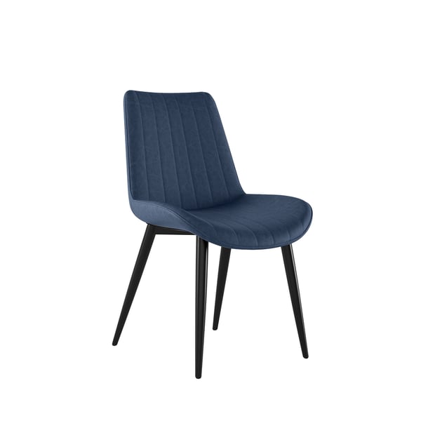 Modern Blue Dining Room Chairs PU Leather Upholstered (Set of 2)