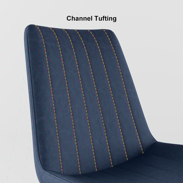 Modern Blue Dining Room Chairs PU Leather Upholstered (Set of 2)