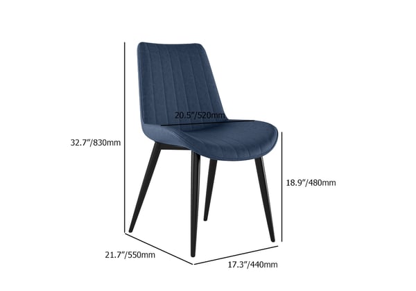 Modern Blue Dining Room Chairs PU Leather Upholstered (Set of 2)