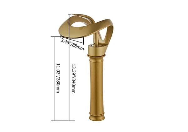 Modern Elegant Waterfall Bathroom Vessel Sink Faucet Single Handle Solid Brass in Gold