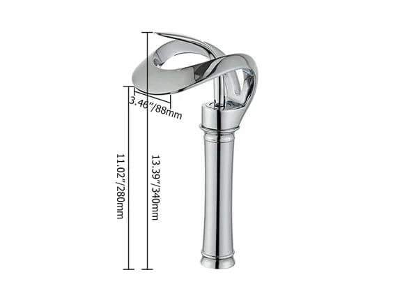 Modern Elegant Waterfall Bathroom Vessel Sink Faucet Single Handle Solid Brass in Chrome