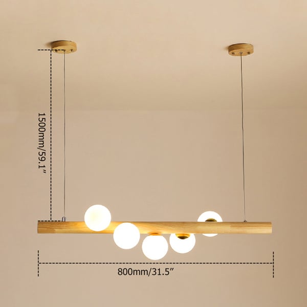 Modern Linear Kitchen Island Light Glass Globe 5-Light