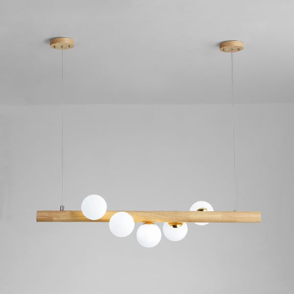 Modern Linear Kitchen Island Light Glass Globe 5-Light