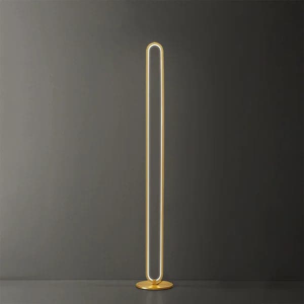 Lampadaire LED linéaire moderne, Base en métal doré, lampe sur pied en laiton