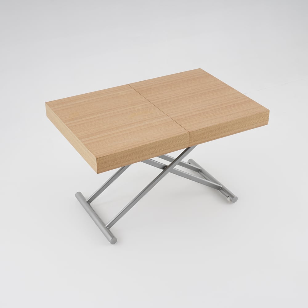 Modern Natural Wood Extendable Coffee Table & Dining Table Rectangle Height Adjustable