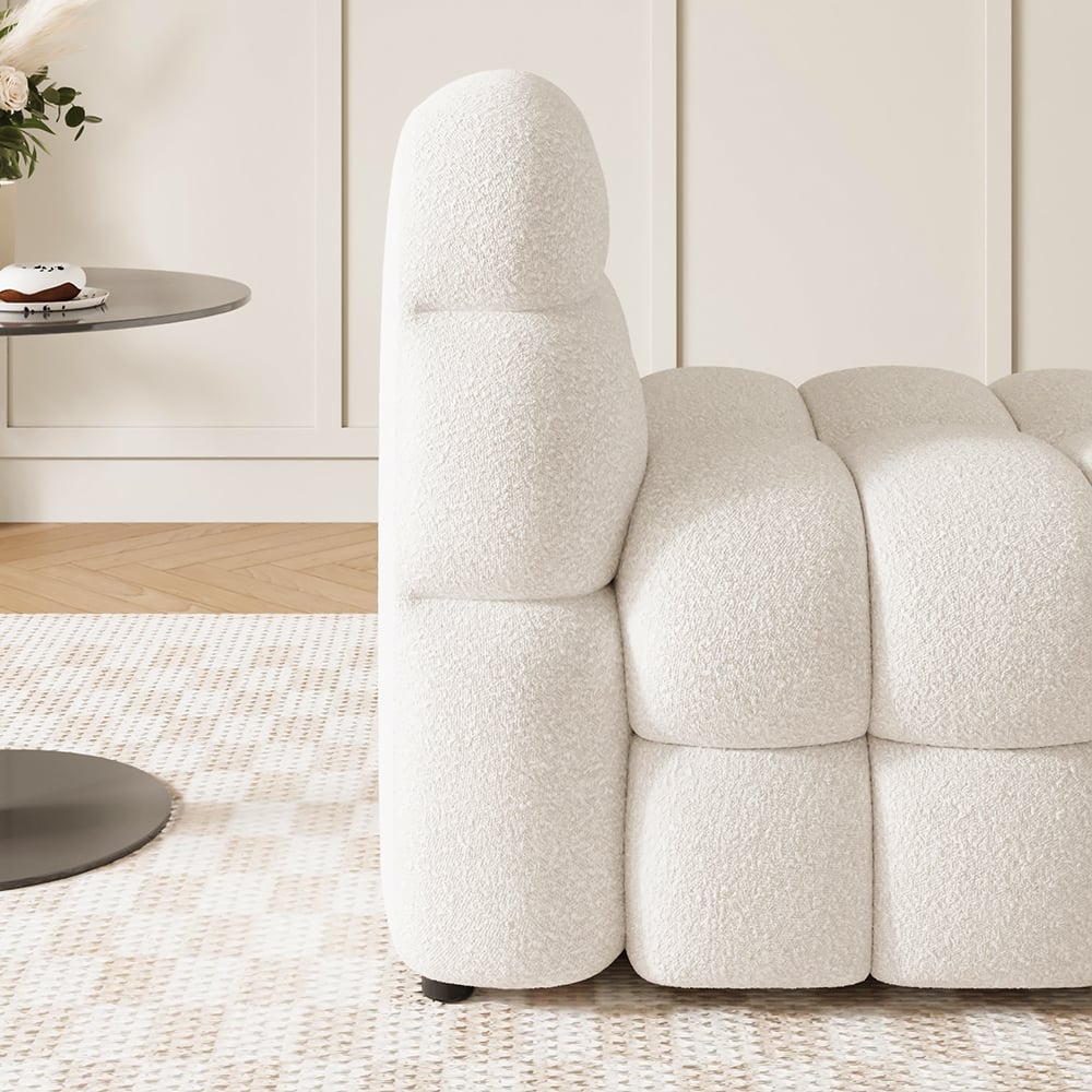 Modern Off-White Cream Boucle Accent Chair Cloud Lounge Chair Soft Cushion