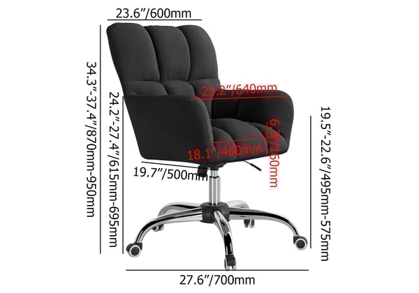 Modern Office Chair Upholstered Cotton & Linen Swivel Task Chair Height Adjustable