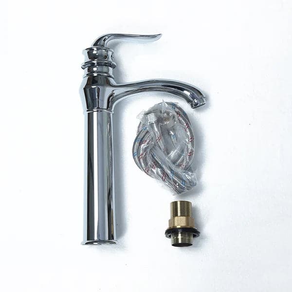 Robinet de lavabo de salle de bain monotrou moderne à poignée unique en chrome poli