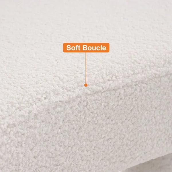 Modern White Bedroom Bench Boucle Tufted Long Bench with 4 Legs