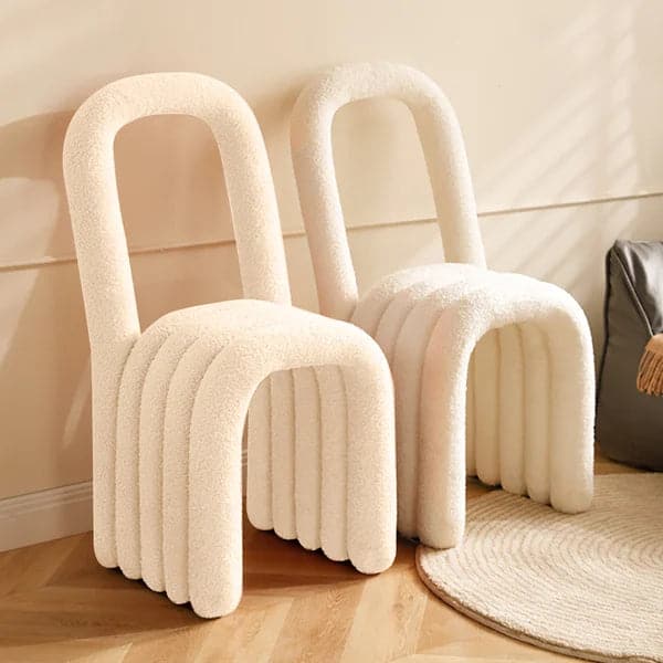  Modern White Teddy Velvet Dining Room Chair Side Chair (Set of 2)