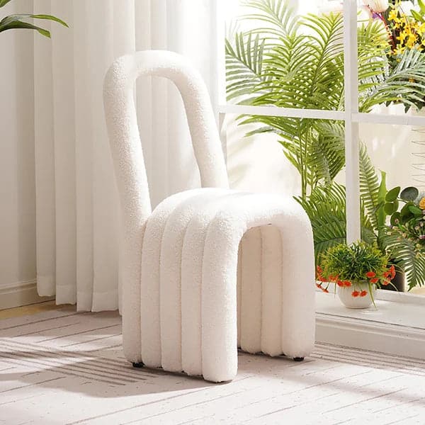  Modern White Teddy Velvet Dining Room Chair Side Chair (Set of 2)