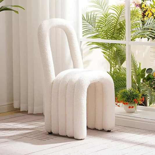  Modern White Teddy Velvet Dining Room Chair Side Chair (Set of 2)