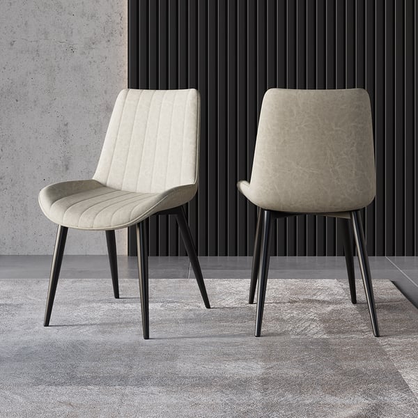Modern White Dining Room Chairs Upholstered PU Leather (Set of 2)