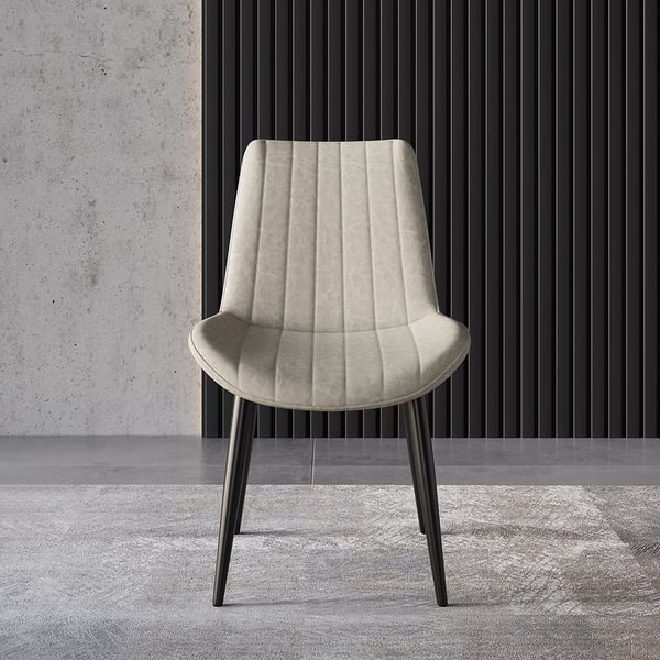 Modern White Dining Room Chairs Upholstered PU Leather (Set of 2)