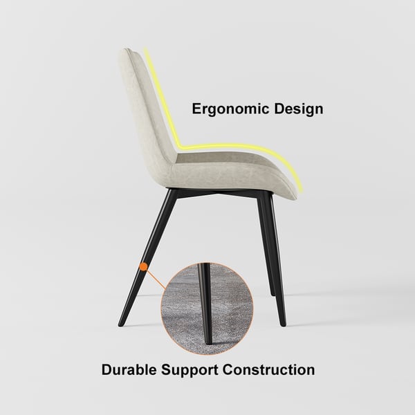 Modern White Dining Room Chairs Upholstered PU Leather (Set of 2)