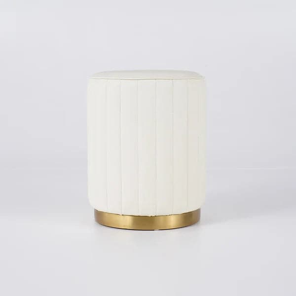 Modern White Round PU Leather Upholstered Backless Vanity Stool
