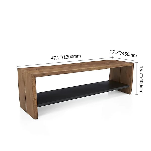 Banc d'entrée moderne en bois de 47,2 po avec étagère de rangement pour chaussures en noir