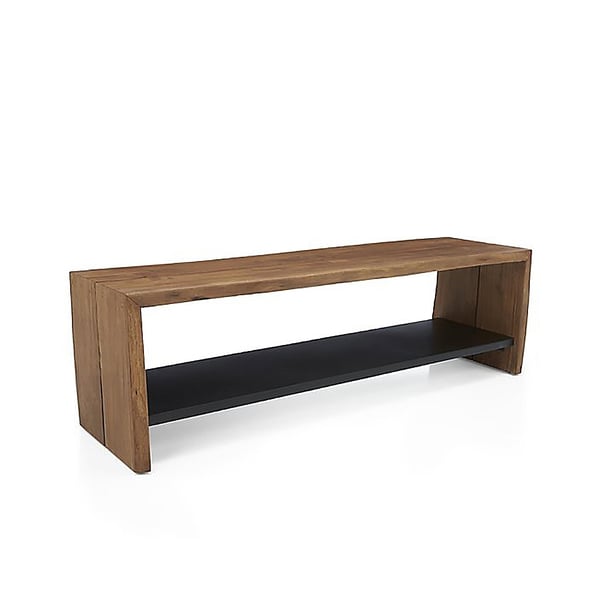 Banc d'entrée moderne en bois de 47,2 po avec étagère de rangement pour chaussures en noir