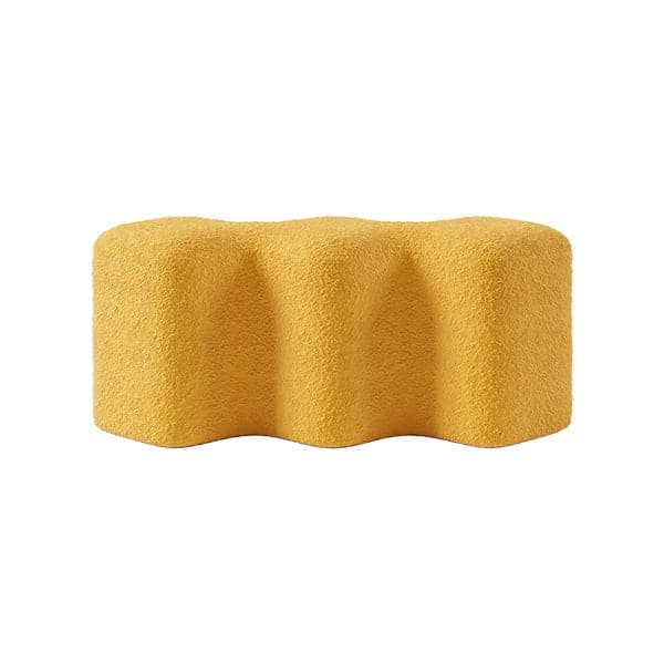 Modern Yellow Entryway Bench Boucle Upholstered Molecule Ottoman Wooden Frame
