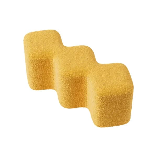 Modern Yellow Entryway Bench Boucle Upholstered Molecule Ottoman Wooden Frame