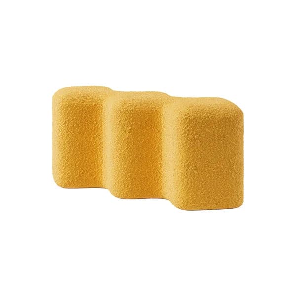 Modern Yellow Entryway Bench Boucle Upholstered Molecule Ottoman Wooden Frame