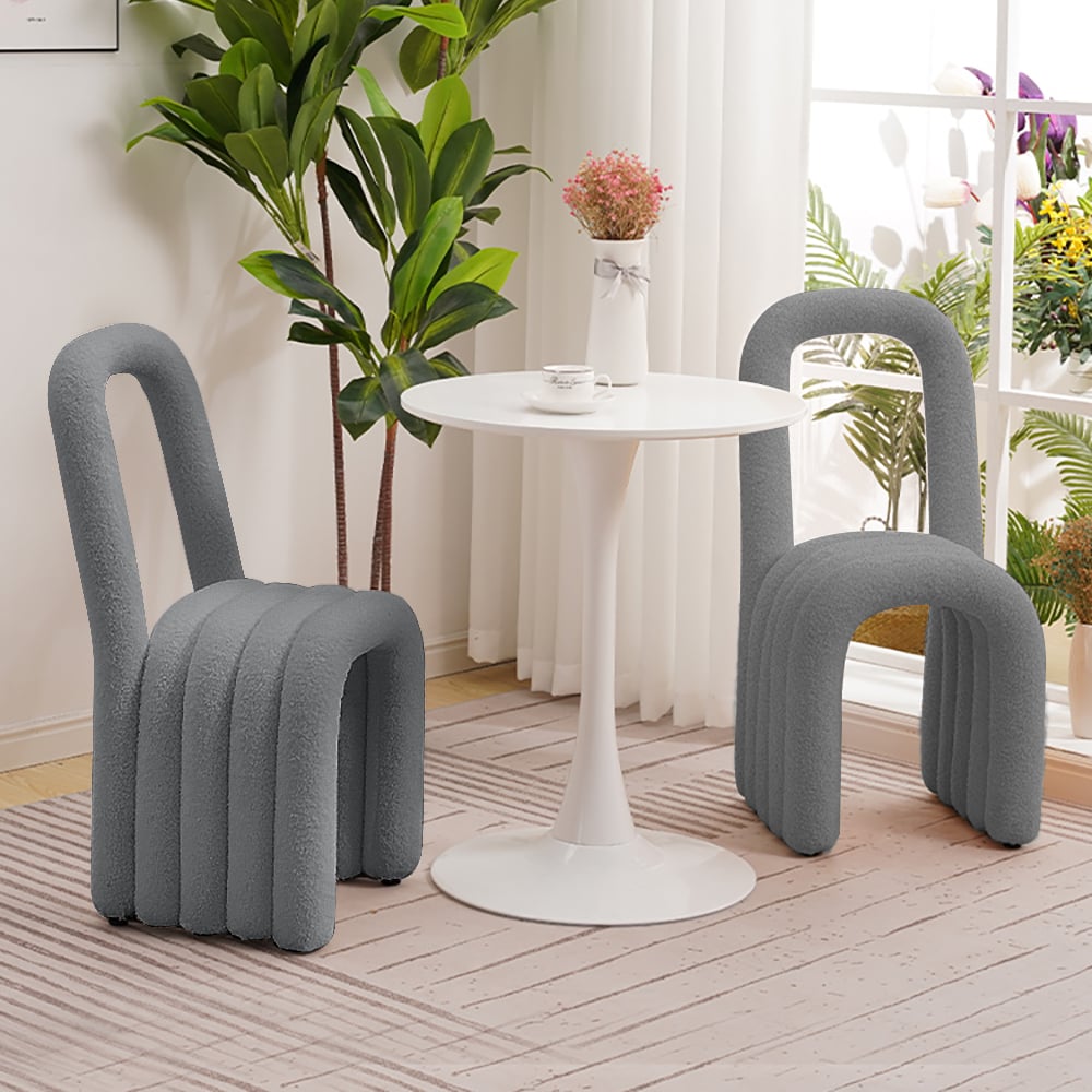 Modern Gray Teddy Velvet Dining Room Chair Side Chair (Set of 2)