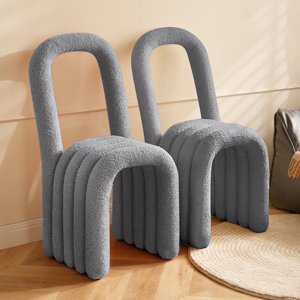 Modern Gray Teddy Velvet Dining Room Chair Side Chair (Set of 2)