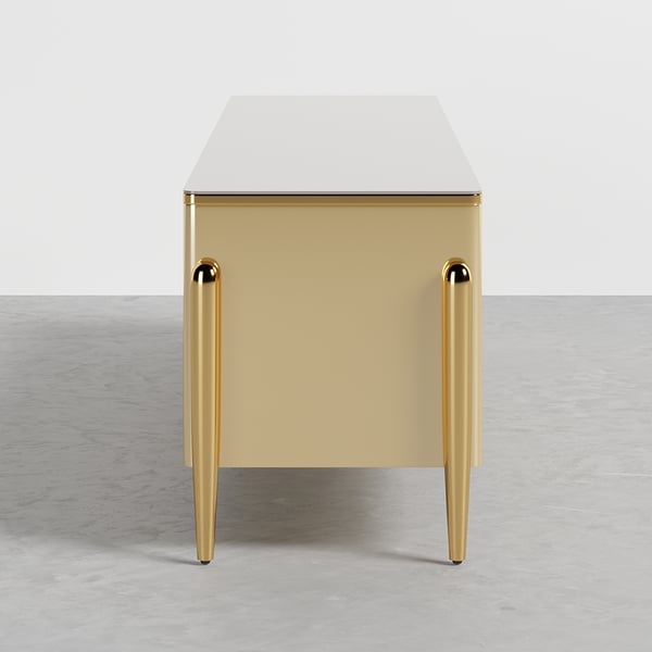 Black/Champagne TV Stand Modern Rectangular 4 Doors Media Console for TVs Up To 85 #Champagne