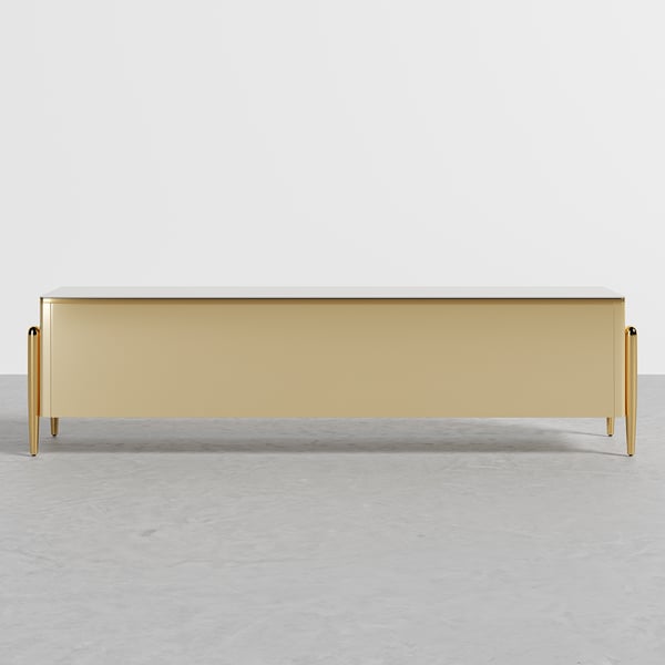 Black/Champagne TV Stand Modern Rectangular 4 Doors Media Console for TVs Up To 85 #Champagne