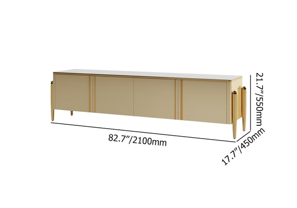 Black/Champagne TV Stand Modern Rectangular 4 Doors Media Console for TVs Up To 85 #Champagne