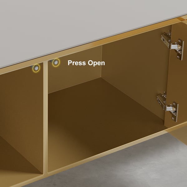 Black/Champagne TV Stand Modern Rectangular 4 Doors Media Console for TVs Up To 85 #Champagne