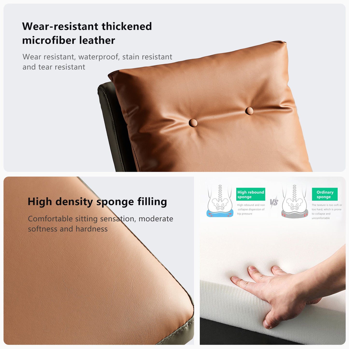 Mid-Century Modern Orange Upholstered Dining Chairs PU Leather Set of 2