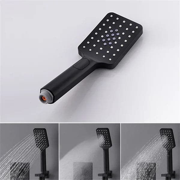 Système de douche thermostatique 16"/20" avec douchette à main en laiton massif noir mat