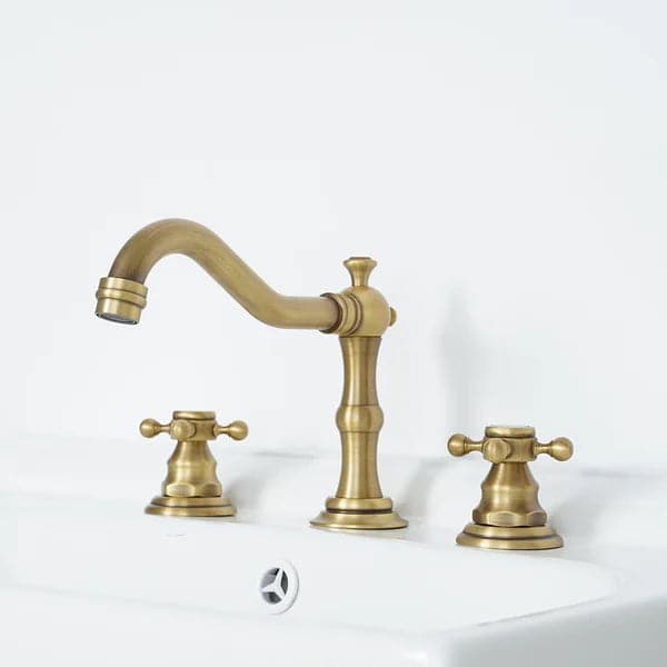 Traditional Double Handle Bathroom Widespread Sink Faucet Victorian Spout
