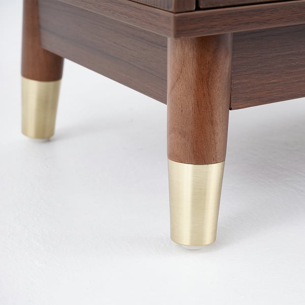 Étagère à livres moderne et minimaliste avec 3 étagères et 2 tiroirs en noyer