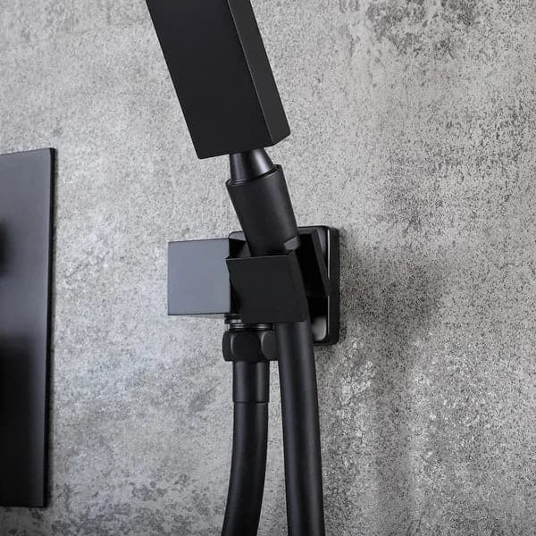 Matte Black Wall Mounted Swirling Tub Filler Faucet with Hand Shower