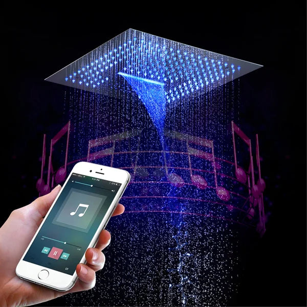 Wall-Mounted 16 Inches Shower System in Polished Chrome 4 Function Thermostatic