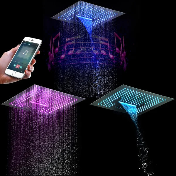 Wall-Mounted 16 Inches Shower System in Polished Chrome 4 Function Thermostatic