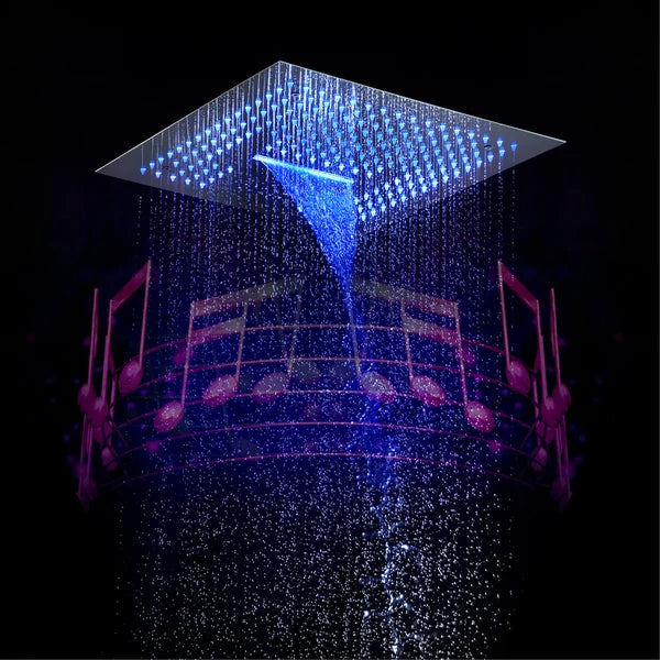 Wall-Mounted 16 Inches Shower System in Polished Chrome 4 Function Thermostatic