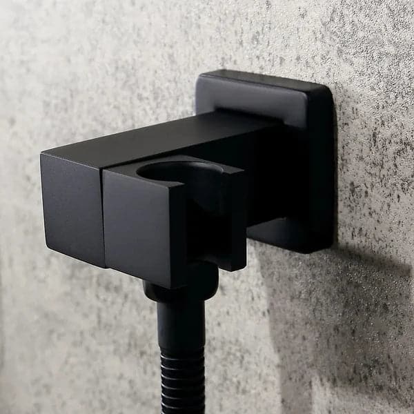 Wall Mounted Waterfall Rain Thermostatic Shower System with 3 Body Sprays in Matte Black
