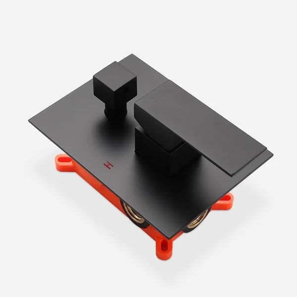 Waterfall Wall-Mount Tub Filler Faucet Single Handle and Handshower Matte Black