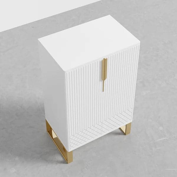 White Modern Shoe Cabinet with Doors Entryway Cabinet for Shoes