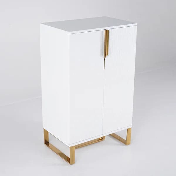 White Modern Shoe Cabinet with Doors Entryway Cabinet for Shoes