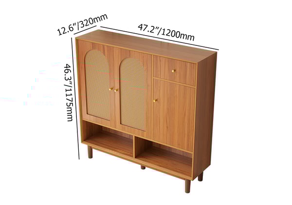 Wooden Shoe Storage Cabinet with 3 Doors & Drawer Entryway Closet Shoe Storage